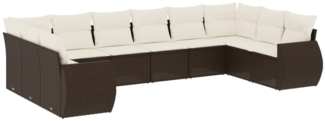 vidaXL 10-tlg. Garten-Sofagarnitur mit Kissen Braun Poly Rattan 3221872