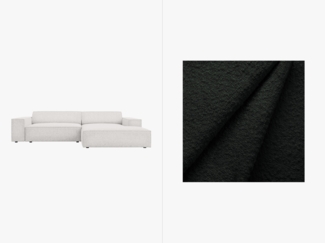 Micadoni Ecksofa Jodie 3-Sitzer Rechts Boucle Baloo Schwarz