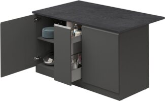 KOCHSTATION Kücheninsel KS-Sole,Kochinsel,Küchenarbeitsblock,Inselküche,Arbeitsinsel, Breite 155 cm, mit Apothekerauszug, gedämpfte Türen