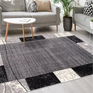 Mazovia Designteppich Modern Teppich Kurzflor Wohnzimmerteppich Robust und pflegeleicht GRAU, 80 x 150 cm, Fußbodenheizung, Allergiker geeignet, Farbecht, Pflegeleicht, Geometrisch