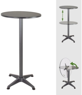Stehtisch 2in1 Bistrotisch Alu klappbar höhenverstellbar 70/115 cm Ø 60 cm Partytisch Anthrazit