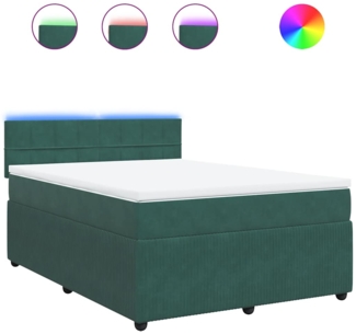 vidaXL Boxspringbett mit Matratze Dunkelgrün 140x190 cm Samt 3290037