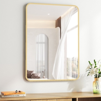 Hopibath Spiegel Gold Spiegel Badezimmer Badspiegel ohne beleuchtung (Rechteckig, 80x60, 70x50, 60x40), Alurahmen, 5mm Glas, Vertikal und Horizontal möglich