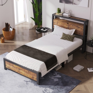 HAUSS SPOLE Metallbett Doppelbett Jugendbetten Kinderbett Bettgestell Bettrahmen, Schwarz Industrielles Bett