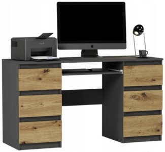 Home Collective Schreibtisch mit 6 Schubladen und Tastaturablage, 140 x 50 x 76 cm, Anthrazit Mix Artisan