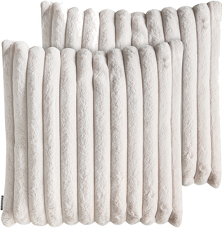 Kissen 2er Set Ohne Muster RAKYA Webpelz 45 x 45 cm Beige