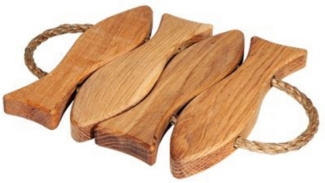 EcoFurn Topfuntersetzer Untersetzer, Fischform, Holz, 4-tlg.