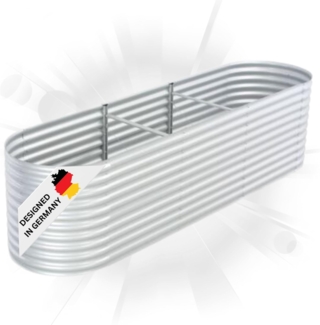 DELUKE® rundes Hochbeet für Garten BLUMO Verzinkter Stahl Hochbeet Metall Gartenbeet rund Kräuterbeet Blumenbeet Frühbeet für Garten Gemüsebeet, 320x80x81cm, Silber