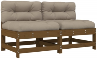 vidaXL Mittelsofas mit Kissen 2 Stk. Honigbraun Massivholz Kiefer 825579