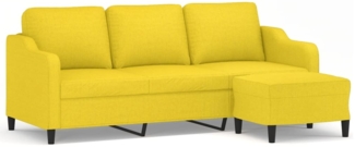 vidaXL 3-Sitzer-Sofa mit Hocker Hellgelb 180 cm Stoff 3201140