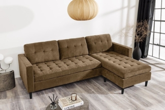 riess-ambiente Ecksofa STOCKHOLM 220cm braun · Couch mit Cordbezug und Federkern, Einzelartikel 1 Teile, 3-Sitzer in L-Form · inkl. Kissen · Ottomane rechts & links · Retro