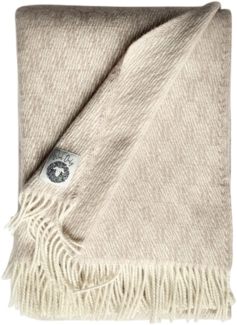 WoolOnly Plaid mit Fransen aus feiner Merinowolle (130x180 cm, Sandrose)