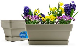 BigDean 3 Stück Balkonkasten Blumenkasten Balkon 40 cm lang aus bruchfestem Kunststoff in in Mokka – Balkon Pflanzkasten für innen & außen geeignet – Made in Europe