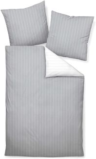 Janine Mako Soft Seersucker Bettwäsche 2 teilig Bettbezug 135x200 cm Kopfkissenbezug 80x80 cm Tango 20020-08 silber