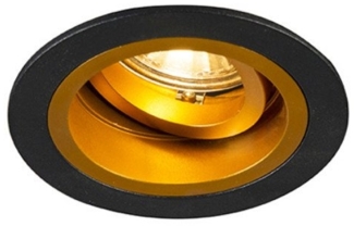 Qazqa LED Einbaustrahler Chuck, ohne Leuchtmittel, GU10, Gold/Messing, Modern, Stahl, 1-flammig