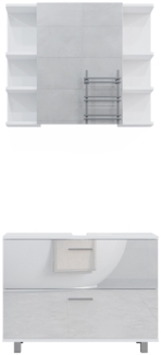 Badmöbel-Set Ilias Weiß Hochglanz 2 Teile, Unterschrank 80 cm Vicco