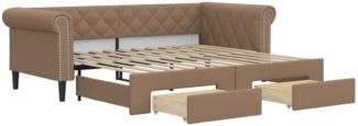 vidaXL Tagesbett Ausziehbar mit Schubladen Braun 90x200 cm Kunstleder 3197734