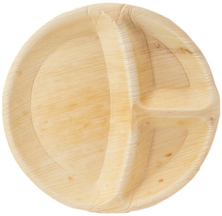 wisefood Einwegteller Palmblatt Teller rund 3-geteilt Ø 25 cm -, (100 St)