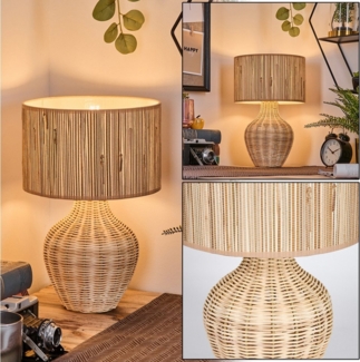 hofstein Tischleuchte Tischlampe aus Rattan/Korbgeflecht/Seegras in Natur/Beige, ohne Leuchtmittel, Leuchte im Retro/Vintage-Design, mit Schalter am Kabel, E27