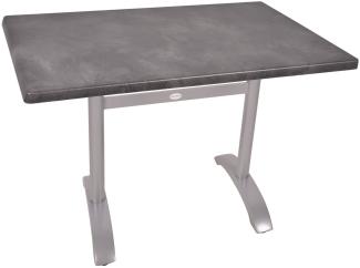 Bistrotisch Set Dark Slate 110x70cm Tischgestell Alu silber matt Garten Tisch