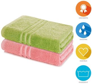 Lavea Badetuch Elena 2er Set Badetücher 100x150 cm, Duschtuch, 500 g/m² Frottier, weich & saugstark, pflegeleicht