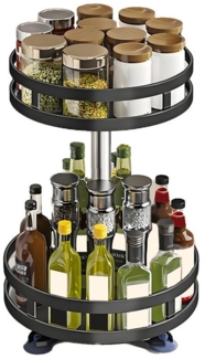 PODOFO Gewürzregal Gewürzregal Drehbar 3 Etagen 360° Drehbarer Küchenorganizer -Schwarz