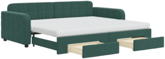 vidaXL Tagesbett Ausziehbar mit Schubladen Dunkelgrün 90x200 cm Samt 3197003