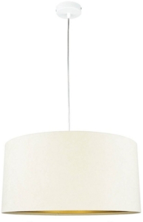 Licht-Erlebnisse Pendelleuchte AYLMER, ohne Leuchtmittel, rund Ø 55 cm groß E27 Creme Gold Retro Stoffschirm für Hängeleuchte