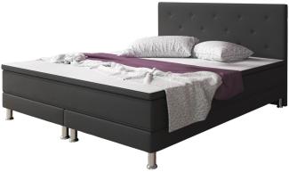 Inter Boxspringbett Esra, Webstoff Anthrazit 140x200 cm