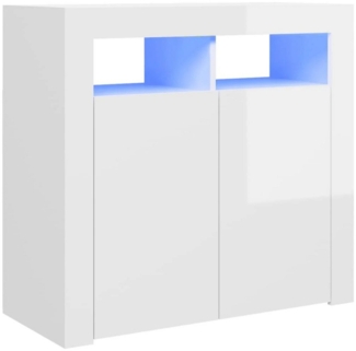 ZMH Sideboard Sideboard mit LED-Leuchten Hochglanz-Weiß 80 x 35 x 75 cm