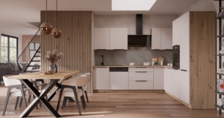 Winkelküche SOLANO 280x270 cm Küchenzeile Eckküche Einbauküche Küche Kaschmir beige matt + Eiche Artisan matt