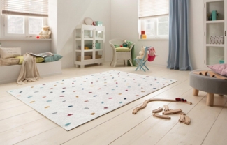 my home Kinderteppich Odan, Hochflor-Teppich, rechteckig, Höhe: 20 mm, bunte Punkte Teppiche, weich, Wohnzimmer, Kinderzimmer