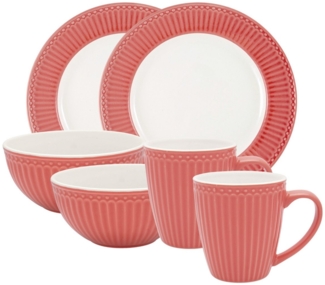 Greengate Kaffeeservice Alice Frühstücksset coral Set6, Stoneware