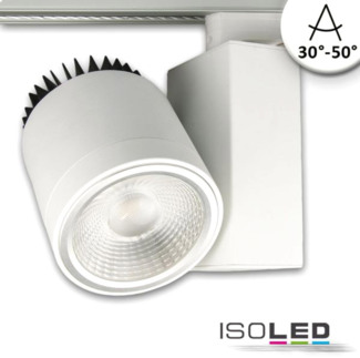 ISOLED 3-PH Schienen-Strahler fokussierbar, 30W, 30°-50°, weiß matt, neutralweiß, dimmbar