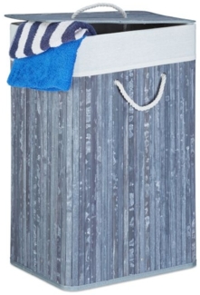 2 x Wäschekorb Bambus eckig grau