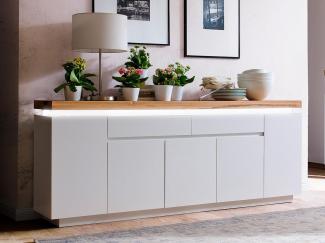 Sideboard >Lisa< in Weiß matt aus Massivholz - 200x81x40cm (BxHxT)