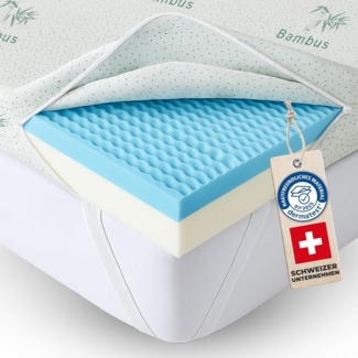 Welldora, Topper – BRAUCHT 7–10 Tage, UM Sich GANZ ZU ENTFALTEN, 8 cm hoch, - Memory Foam, (Für unbequeme Matratze & Boxspringbett, wendbar mit 2 Härten, Bambus & fachärztlich geprüft), Orthopädischer 5-Zonen-Matratzentopper