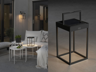 KONSTSMIDE No. 7815-750 Portofino LED Solar USB-Laterne schwarz dimmbar mit Sensor