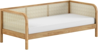 Einzelbett Olive 98.5 x 208.5 x 90 cm Eiche MDF Rattan Natur