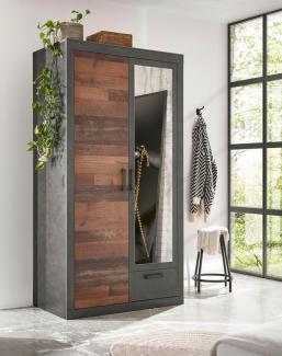 Home affaire Kleiderschrank BROOKLYN Schrank, Drehtürenschrank, Garderobe, schwarze Griffe Schlafzimmerschrank mit Spiegel, dekorative Rahmenoptik, 104 cm breit