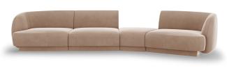 Micadoni Modulares Sofa Miley 4-Sitzer Rechts Samtstoff Cappuccino