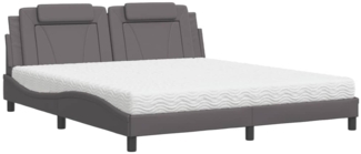 vidaXL Bett "Viana" mit Matratze Grau 180x200 cm Kunstleder 3208813