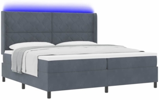 vidaXL Boxspringbett mit Matratze mit LED Dunkelgrau 200 x 200 cm Samt 3343941
