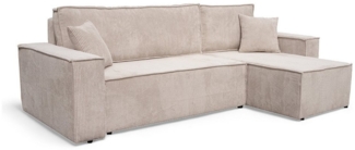M-Punkt24 Ecksofa COMO, mit Bett Sofa Schlafsofa Ottomane rechts links universell, Cord Schwarz