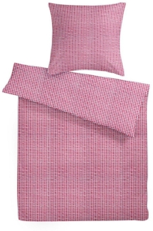 Carpe Sonno Bettwäsche Seersucker 135x200 155x220 Sommer Bettwäsche Kariert Baumwoll Bettzeug, Seersucker, 2 teilig, Kühlende Bettwaren Bügelfrei Pflegeleicht Karo Weiß Rot