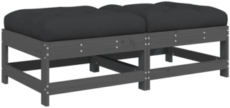 vidaXL Gartenhocker mit Kissen 2 Stk. Grau Massivholz Kiefer 825585