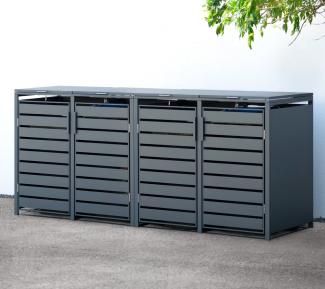 Westmann Metall Mülltonnenbox 4er Kubus | 4x240 L | Anthrazit | 68 x 80 x 116 cm