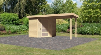 Karibu Gartenhaus 19mm Schwandorf 3 mit Anbau 2,40m unbehandelt nur Anbau