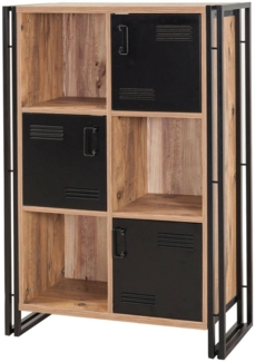 Dmora Bücherregal Ercolina, Büroregal, Mobiler Buchhalter, Bücherbrett, 89x35h127 cm, Eiche und Schwarz