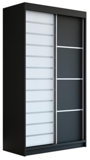 Schwebetürenschrank COLIN 2-türig Schrank 120 cm Farbe: Schwarz , weiß